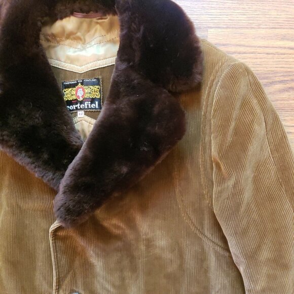 Vtg Corduroy Rancher Jacket Mens 42 Brown Faux Fur Collar Cortefiel Coat Spain - Picture 6 of 12